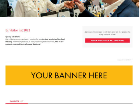 Picture of Banner on the Exhibitors List page - EXCLUSIVE